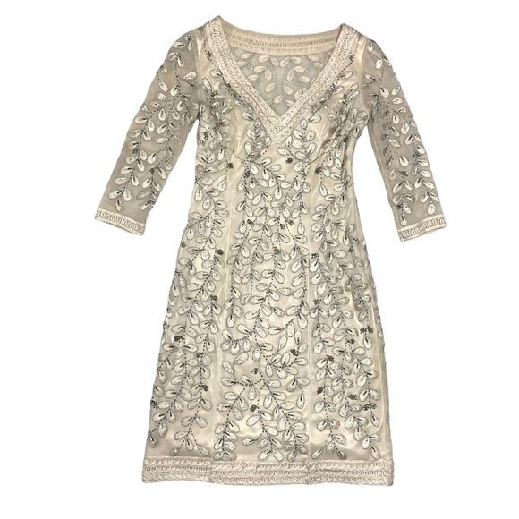 Vintage Sue Wong Nocturne Appliqué Ivory White Lace Formal Wedding Prom Dress